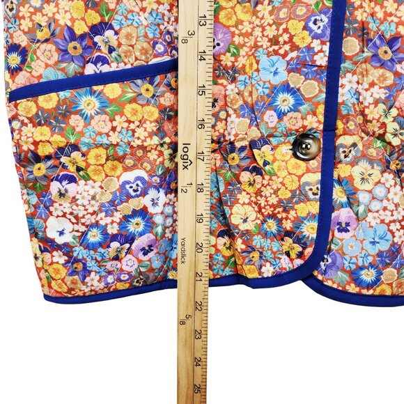 Floral Quilted Womens Vest With Button Closure & Pockets Size S - Picture 8 of 10